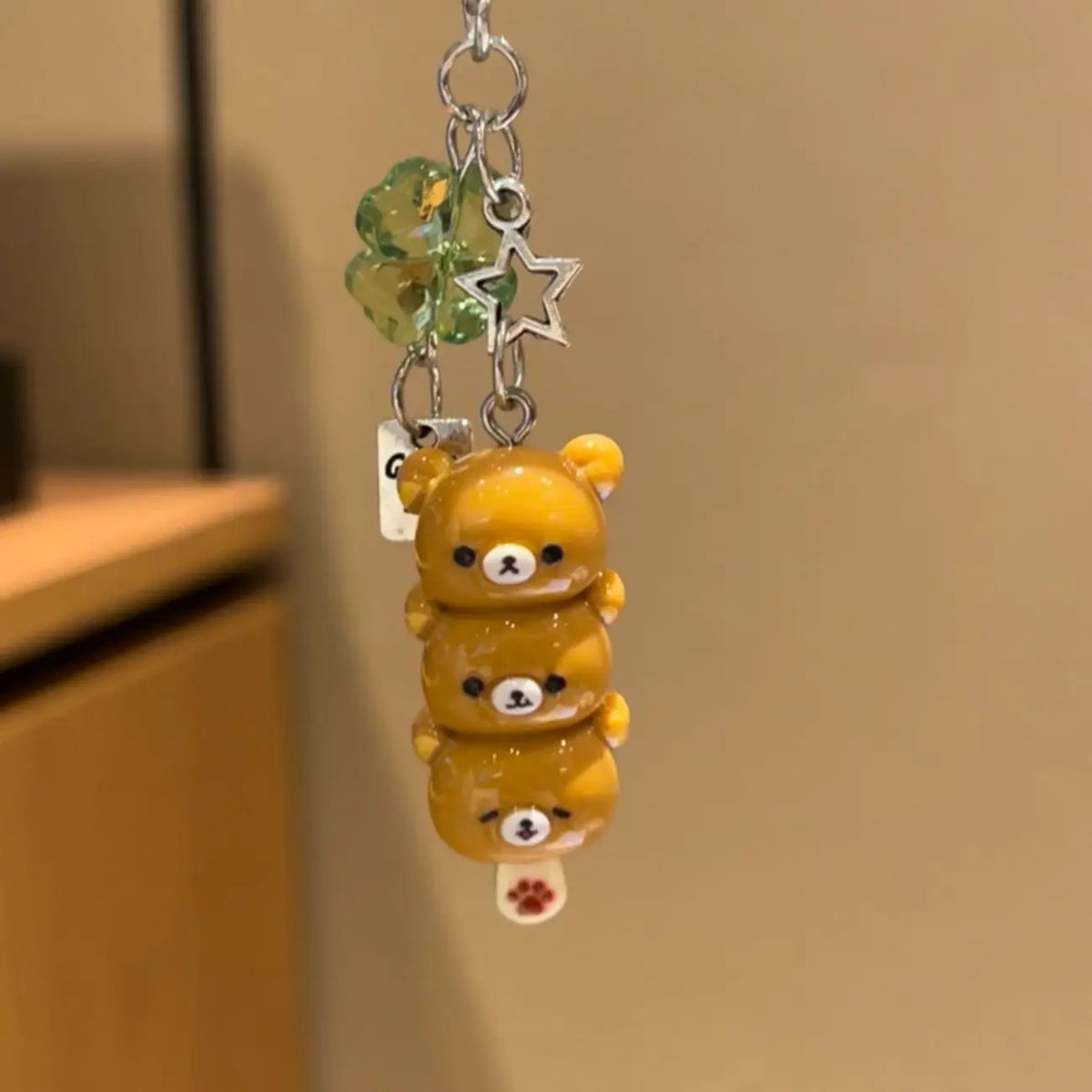Cute Bear Phone Charms Pendant Kawaii Anime Keychain Accessories for Keys Schoolbag IPhone17 Pro Max Airpods Ins Korean Style