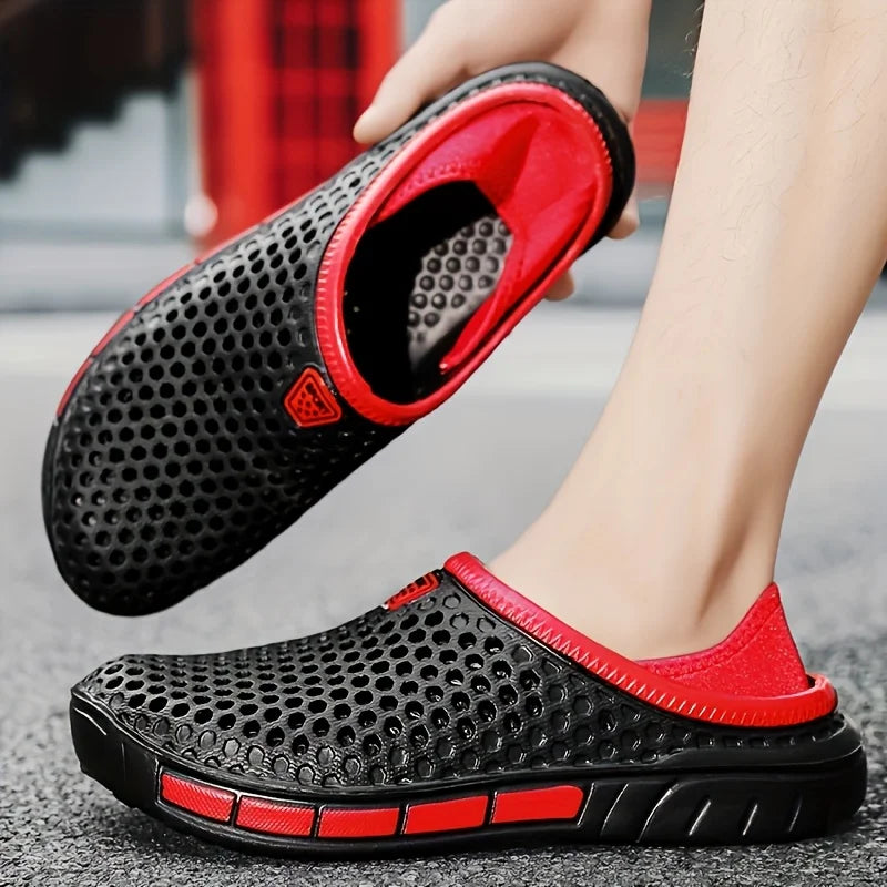 Men's and Women's Summer Sandals Clogs Casual Round Toe Slip on Outdoor Geometric Pattern Anti-slip Beach Hole Shoes Plus 46 47