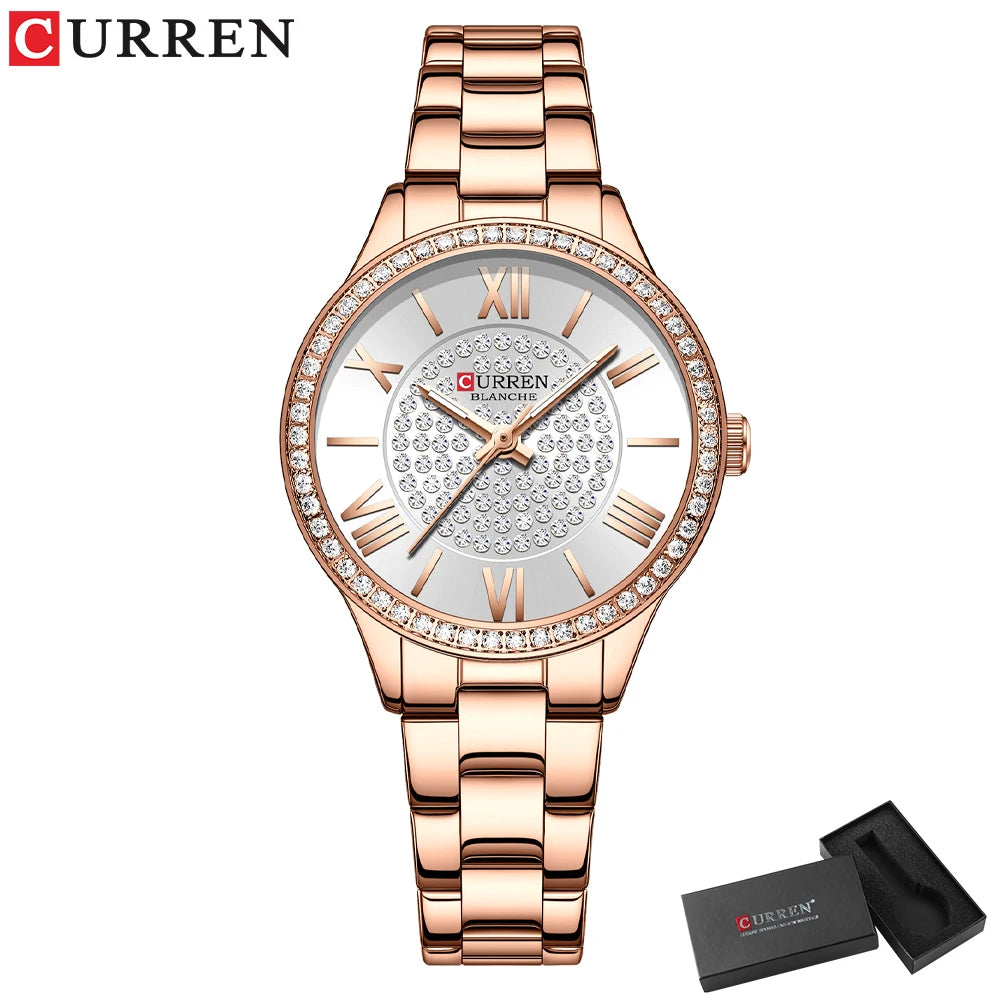 CURREN Women Watches Luxury Fashion Quartz Ladies WristWatch Stainless Steel Waterproof Girls Clock Gift Relogio Feminino