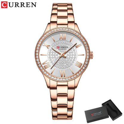 CURREN Women Watches Luxury Fashion Quartz Ladies WristWatch Stainless Steel Waterproof Girls Clock Gift Relogio Feminino