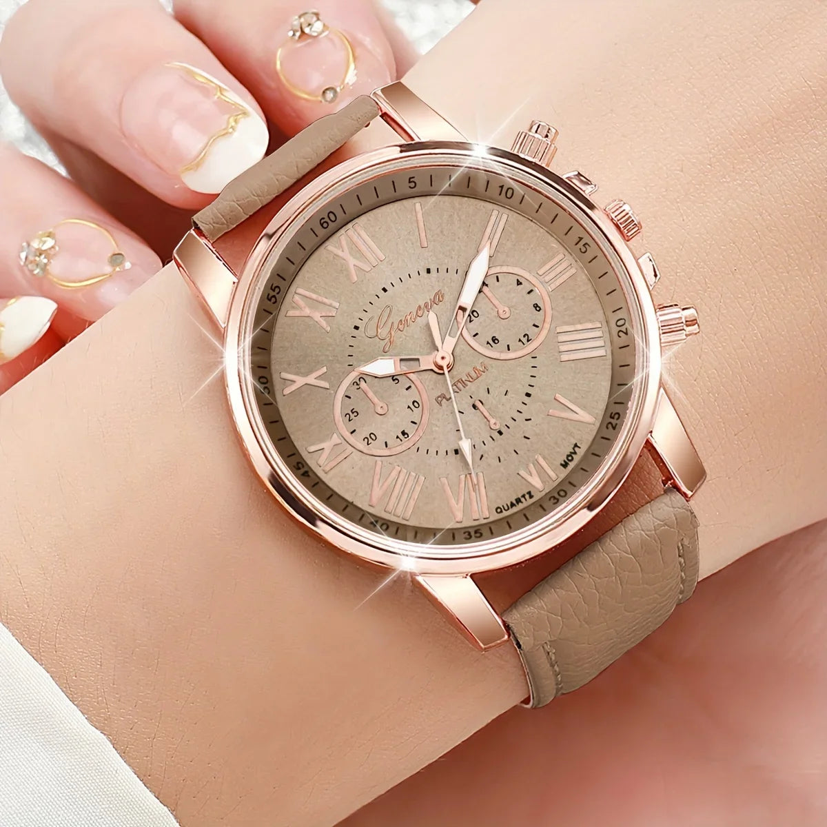 Set of 12 Pieces Fashionable Quartz Watch for Women, Candy Color Roman Numbers, Casual Style, Without Watch Box