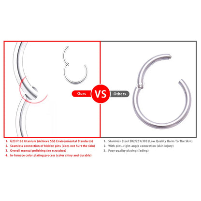10/50Pcs Wholesale Hoop Earring G23 Titanium Nose Ring For Women Piercing Jewelry Lip Ear Ring Hoop Mixed Color Body Clips Hinge