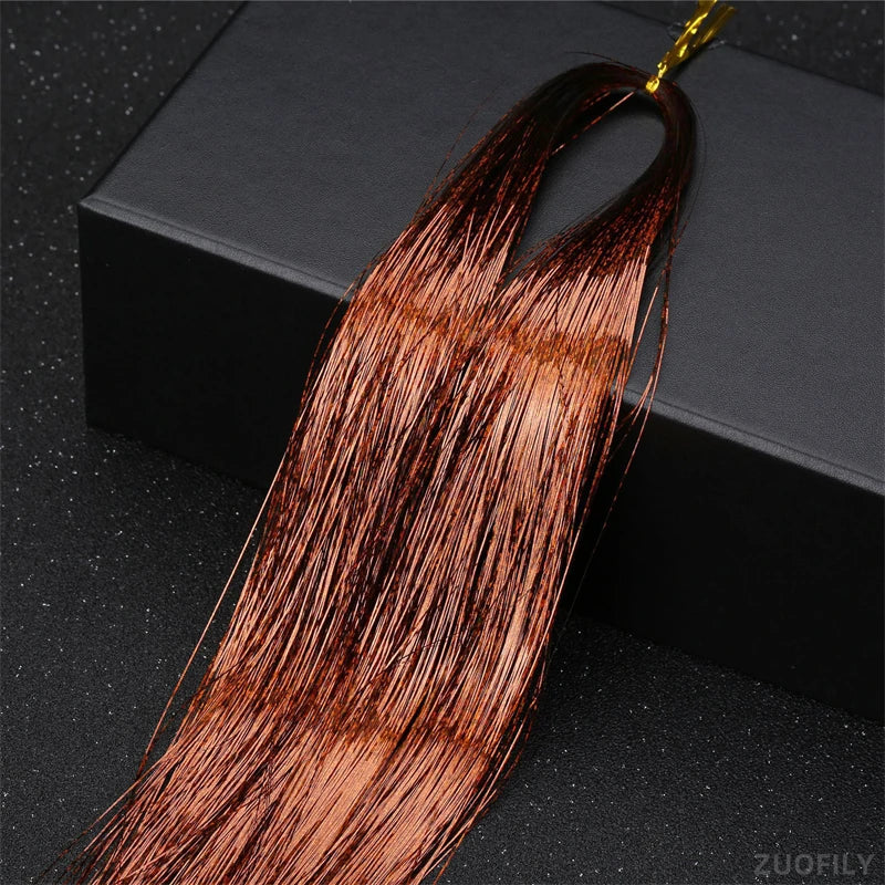 Laser Holographic Hair Tinsel Extensions Rainbow Metallic Shiny Glitter Hair Strand Sparkly Synthetic Hair for Braiding Festival