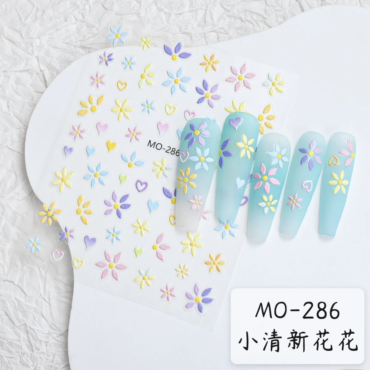 5D Embossed Nail Art Decals Elegant Petals Florals Daisy Flowers Leaves Adhesive Sliders Stickers For Manicure Tips Decoration