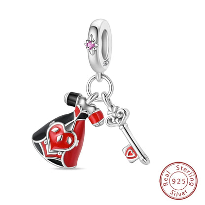 NEW 925 Sterling Silver Fashion Tarot Pendants Mysterious Spirit Snake Skull Rose Charms Beads Fit Qikaola Bracelets DIY Jewelry