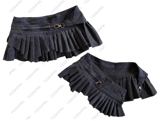 Y2K retro tomboy punk workwear style fitted short skirt streetwear high street fashion aesthetics hip-hop rock women's clothing