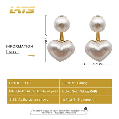 New Fashion love Heart Pearl Earrings for Women Sweet Elegant Temperament Drop Earring Trend Jewelry Accessories