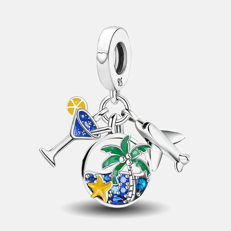 Fit 925 Original Bracelets Love Heart Flower Four Leaf Clover Turtle 925 Silver Charms Beads DIY Birthday Jewelry Gift