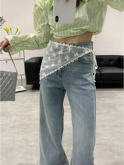 2026 HOT SALE! Y2K Women Lace Tulle Bandage Skirt Stacked Lace Half Skirt Layering Small Butt Curtain Flower Triangle Hair Scarf