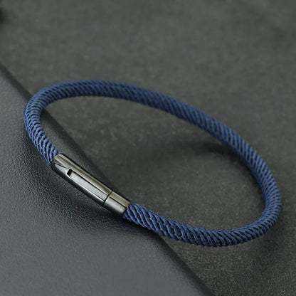Minimalist Elegance Rope Bracelet Men Grade A 4mm Thread Braslet Homme Stainless Steel Buckle Pulseiras Masculina Armband Herren
