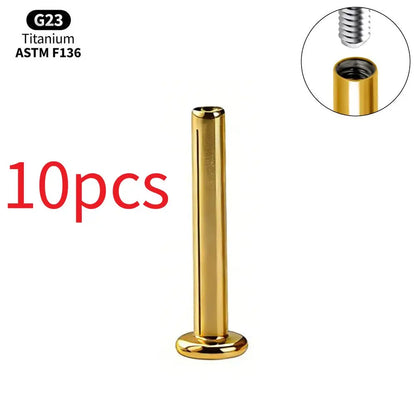 1/10PCS Titanium Labret Stud Internally Threaded Push Pin Tragus Helix Conch Septum Flat Back Plug-in  Ear Piercing Jewelry