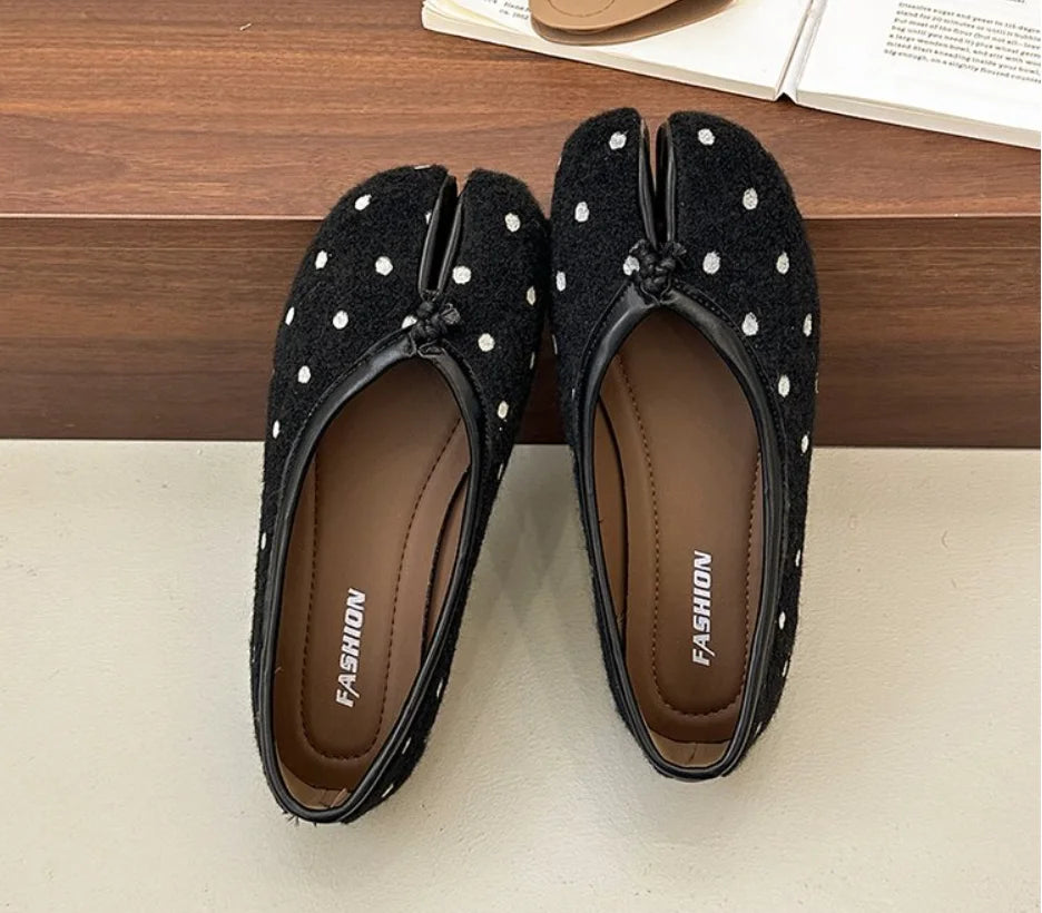 Fashion Bowknot Split Toe Women Tabi Ninja Ballet Flats Slippers Comfortable Walking Loafers Sweet Ladies All-match Mules Shoes