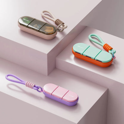 2026 Portable Colorful 3 Spaces Medicine Case Health Care Container Pill Box Splitters Travel Pill Box Tiny Box Easy to Carry