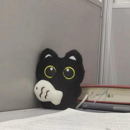 Cute Black Cat Plush Pendant Keychain Pilot Little Black Cat Hanging Backpack Keychain Creative Cat Plush Phone Keychain Gift