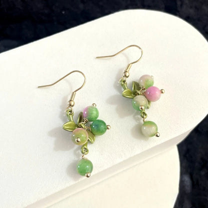 Cute Berries Earring Creative Berry And Leaves Design Beaded Earrings For Gifts Wholesale Cute Fruit Earrings Custom Packaging