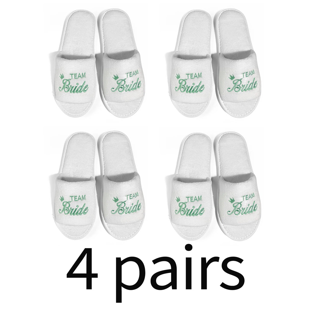 Bride & Bridesmaid, Wedding Party Guests Home Slip On Shoes Bridal Party Slippers Open-toe With Golden, Mint Green and Pink