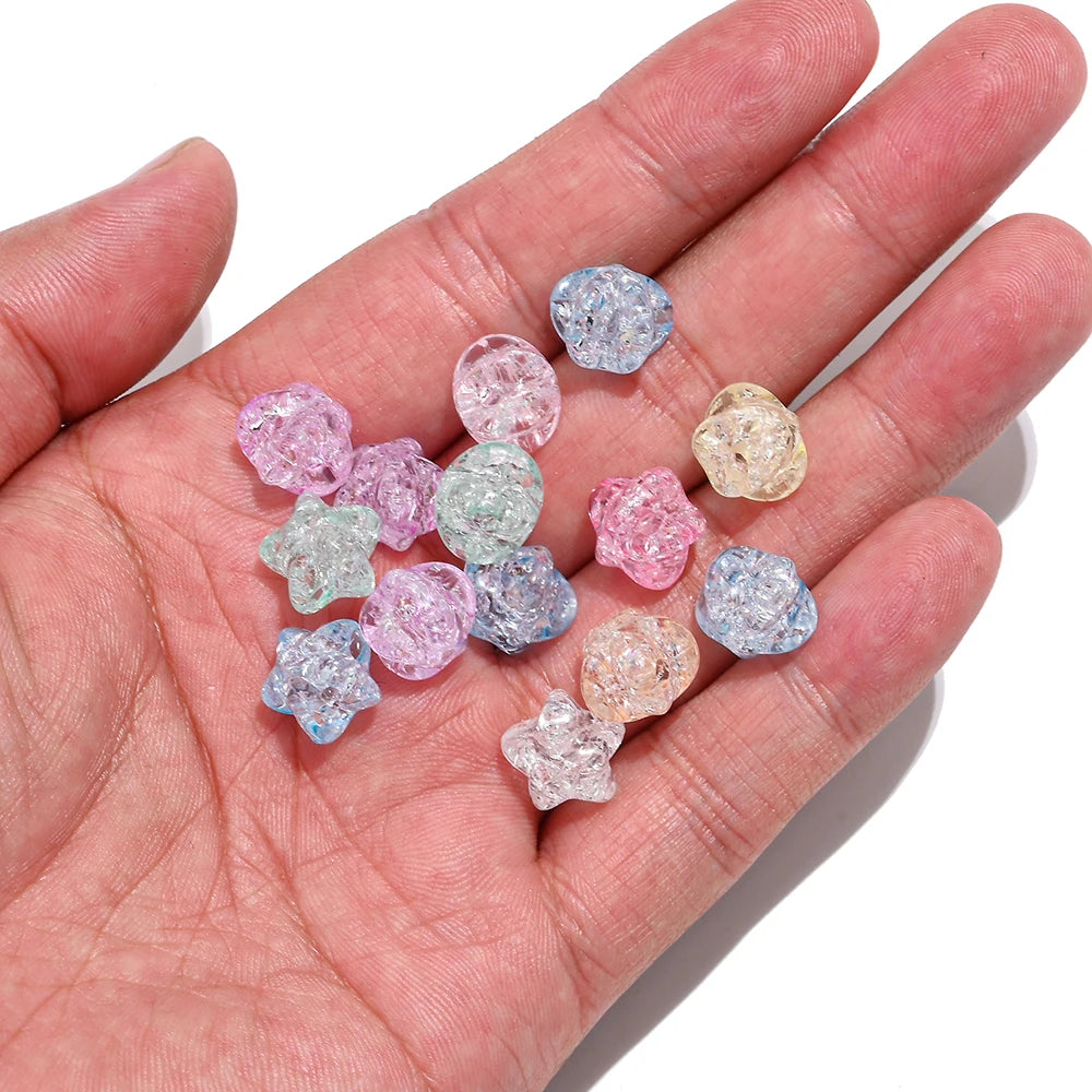 50pcs 11mm Clear Acrylic Burst Beads Candy Color Star Spacer Beads DIY Handmade Beaded For Jewelry Findings Bracelet Accessories