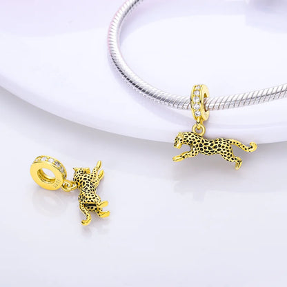 Hot Sales 925 Sterling Silver Golden Series Charms Leopard Little Bear Starfish Bow Bead Fit Original Bracelet DIY Women Jewelry