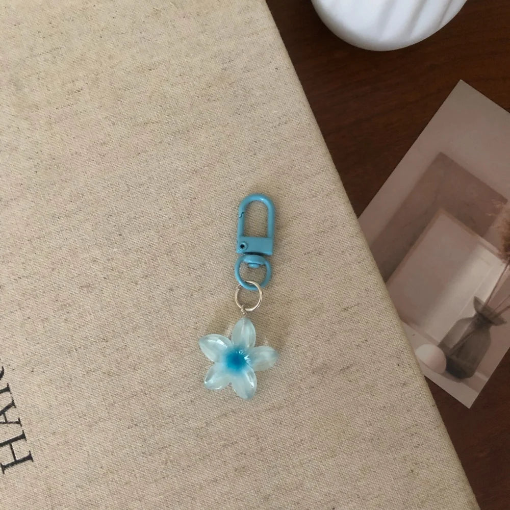 Sweet Colorful Jelly Flower Key Chain Color DIY Flower Cute Keychains Pendant Resin Bag Pendant Keyring Jewelry