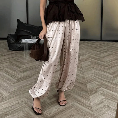 Tsiisd Commuting Printing Dot Women's Pants High Waist Straight-Leg Trousers Casual New Elegant Office Work Women's Pants 2026