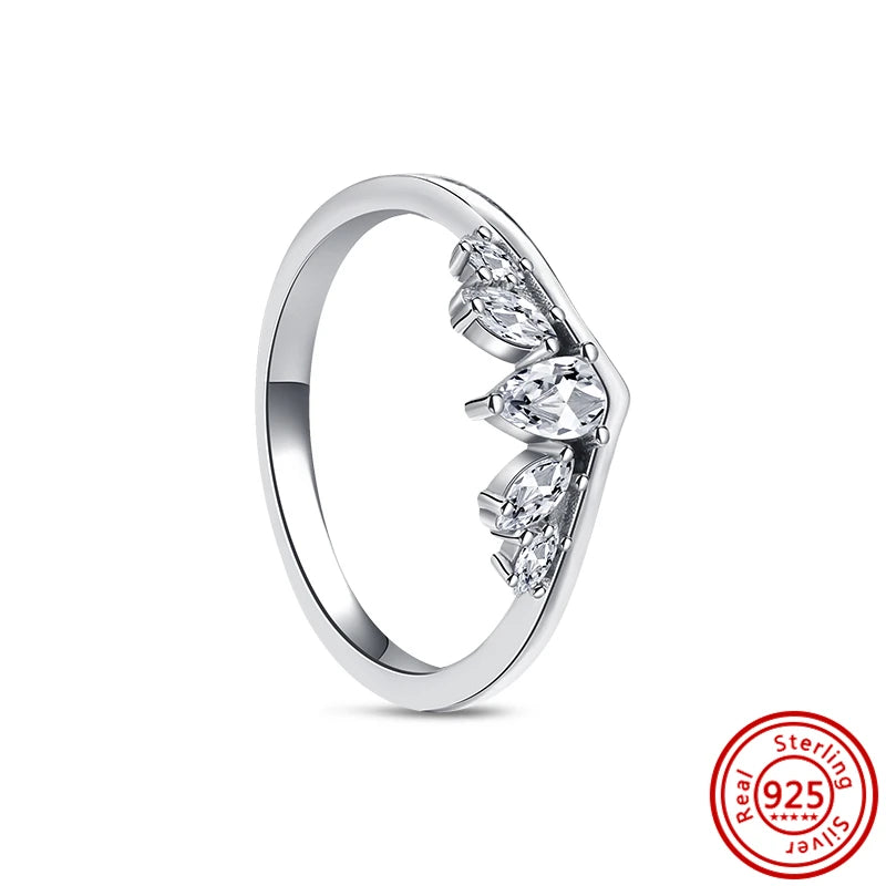 New 925 Sterling Silver Shiny Classic Square Crown Heart-shaped Ring Exquisite Luxury Charm Jewelry Holiday Surprise Gifts