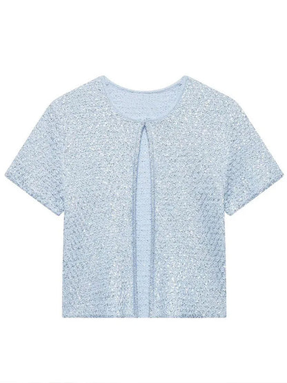 Women's Tank Tops Knitted Sequined Vests Summer Female Square Collar Sleeveless Backless Bodycon Crop Top Chic Lady Knitwear New