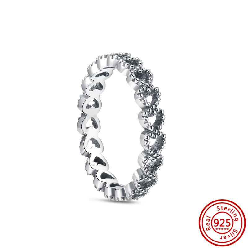 New 925 Sterling Silver Shiny Classic Square Crown Heart-shaped Ring Exquisite Luxury Charm Jewelry Holiday Surprise Gifts