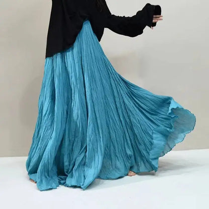 Pleated Long Skirts Women 2026 Spring Summer Fashion Loose Casual Elegant Maxi Skirt