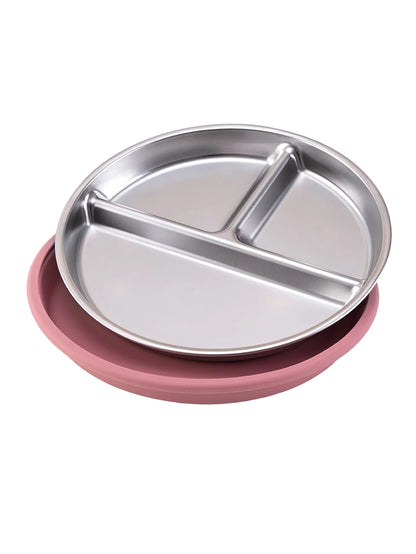 Color Kids 1PCS Stainless Steel Plate Detachable Suction Dishes Baby Feeding Sucker Bowl Food Grade Silicone Food Tray Tableware