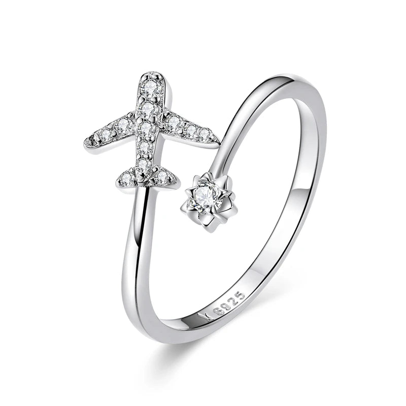 WOSTU 925 Sterling Silver Pet Cat Stackable opening Ring For Women Snake Dog Adjustable rings Fine Jewelry Party Birthday Gift