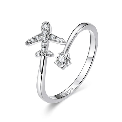 WOSTU 925 Sterling Silver Pet Cat Stackable opening Ring For Women Snake Dog Adjustable rings Fine Jewelry Party Birthday Gift