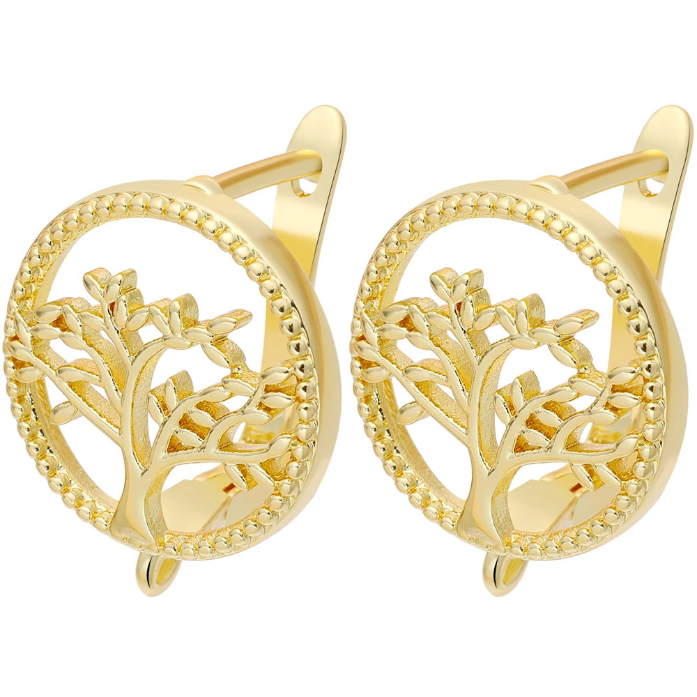 Juya Handmade 18K Real Gold Plated Earwire Fasteners Earring Hooks Accessories For DIY Women's Anti-Allergy Earrings Making