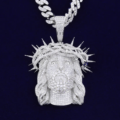 Bubble Letter Iced Out Ratten Jesus Necklace Pendant for Men Prong Setting Cubic Zirocnia Hip Hop Jewelry