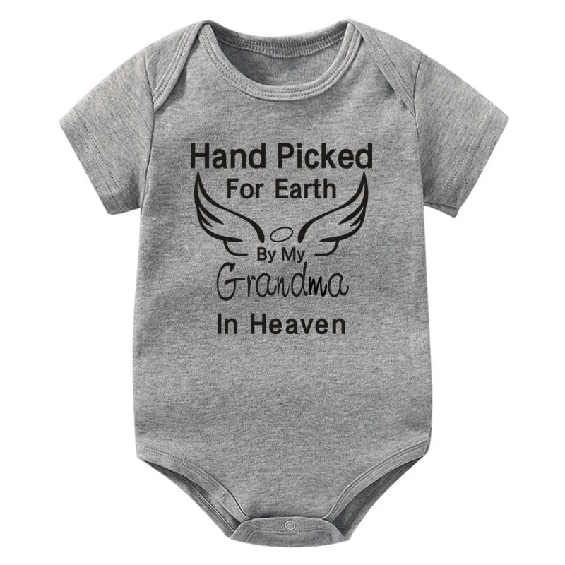 Hand Picked for Earth By My Grandpa/grandma In Heaven Baby Bodysuit Romper Summer Short Sleeve Jumpsuit Ropa