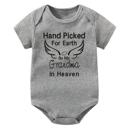 Hand Picked for Earth By My Grandpa/grandma In Heaven Baby Bodysuit Romper Summer Short Sleeve Jumpsuit Ropa