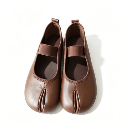 Korean Soft Leather Tabi Shoes Summer 2026 Elegant Ankle Strap Ballet Flats Plus Size Brand Flat Heel Split Toe Shoes for Women