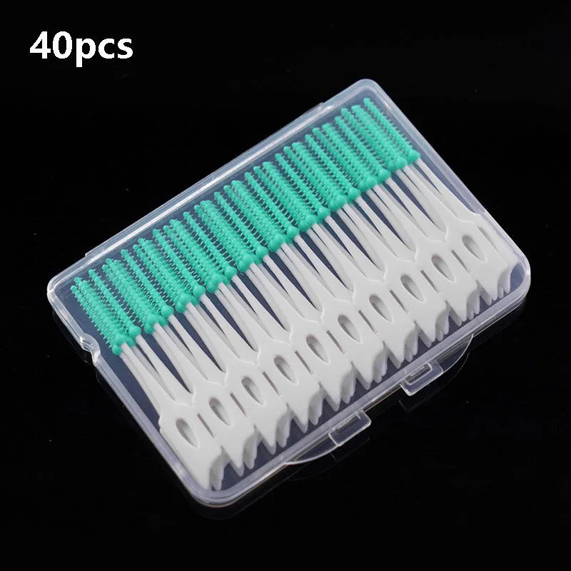 40-400pcs Silicone Interdental Brushes Toothpicks Brushes Between Teeth Silicone Toothpicks With Thread Oral Cleaning Tools