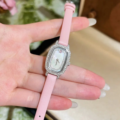 Cameo Pink Sweetheart Watch Alloy Material Synthetic Zircon Fashion Versatile Women's Exquisite Watches