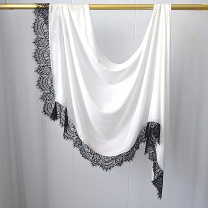 Ramadan Rayon Cotton Modal Hijab Scarf Lace L Edge Splicing Turban Breathable Shawl Cotton Plain Scarf Headscarf Women Hijabs