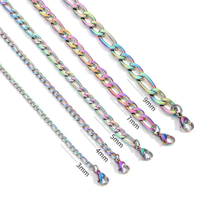 Fashion New Figaro Chain Necklace Men's Punk Silver Color Stainless Steel Long Necklace Men's Hip Hop Jewelry Gift