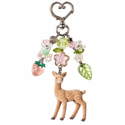 Cute Portable Deer Keychain 11.5cm Length Korean Style Phone Charms Handmade DIY Bead Case