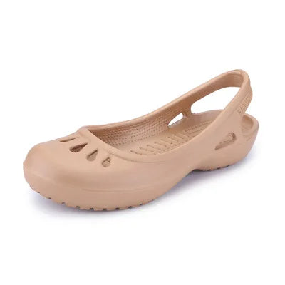 Summer Lightweight Non-Slip Hole Shoes Women's Flat Sandals Nurse Shoes Casual Jelly Beach Shoes Female Waterproof Flip Flops