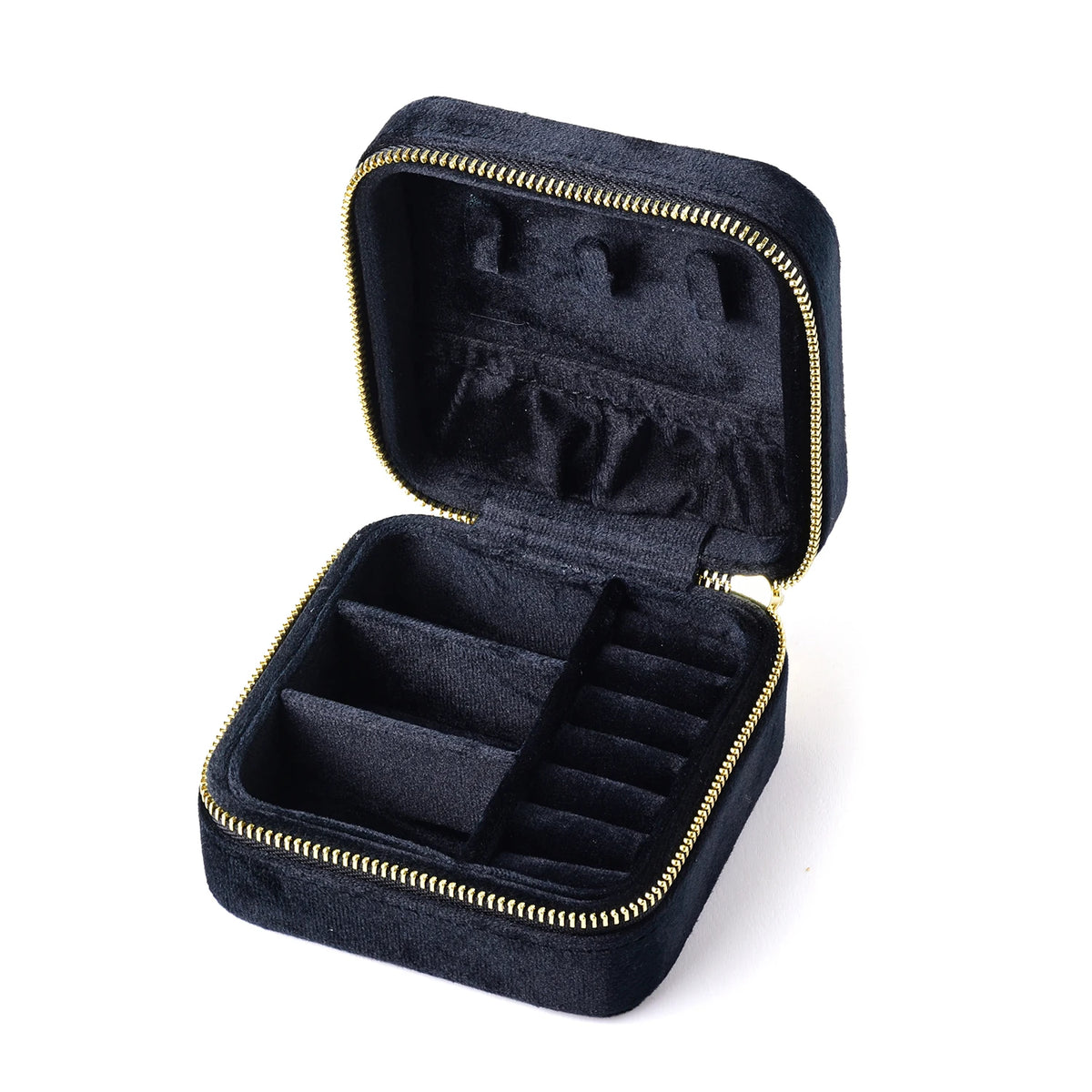 TAIMY Luxury Velvet Jewelry Box Mini Portable Travel Personalise Custom Logo Jewellery Box Square Ring Earrings Storage Case