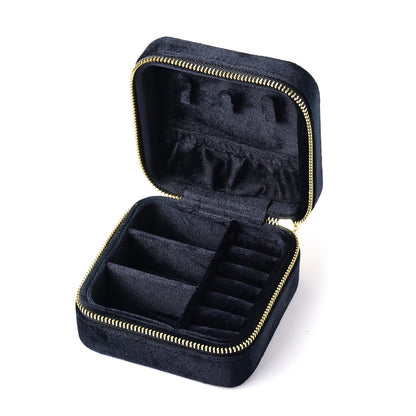 TAIMY Luxury Velvet Jewelry Box Mini Portable Travel Personalise Custom Logo Jewellery Box Square Ring Earrings Storage Case