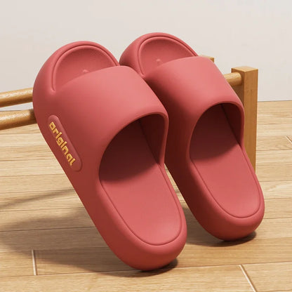 2025 Summer New Thick Platform Pillow Slippers Women Soft Sole Eva Cloud Slippers Woman Letter Print Non Slip Indoor House Shoes