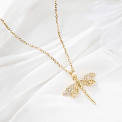2PCs Brass Insect Pendant For Necklace Making 18K Gold Plated Micro Pave Clear Cubic Zirconia Dragonfly Charms DIY 29mmx29mm