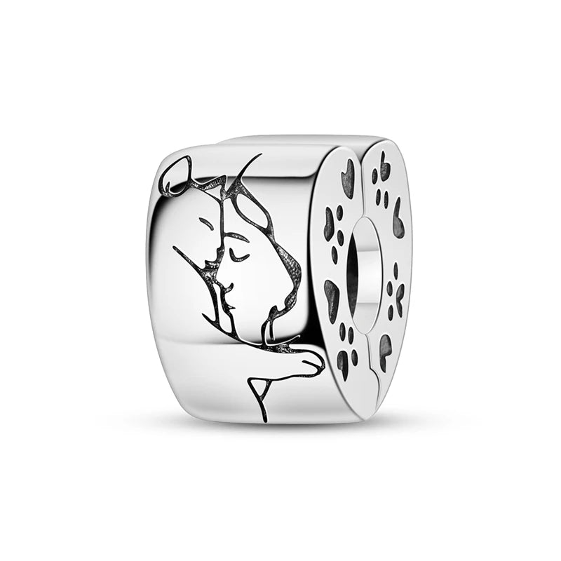 Original 925 Sterling Silver Clip Charm Inlaid Zircon Cat Butterfly Charm Silicone Spacer Beads For Women Bracelet DIY Jewelry