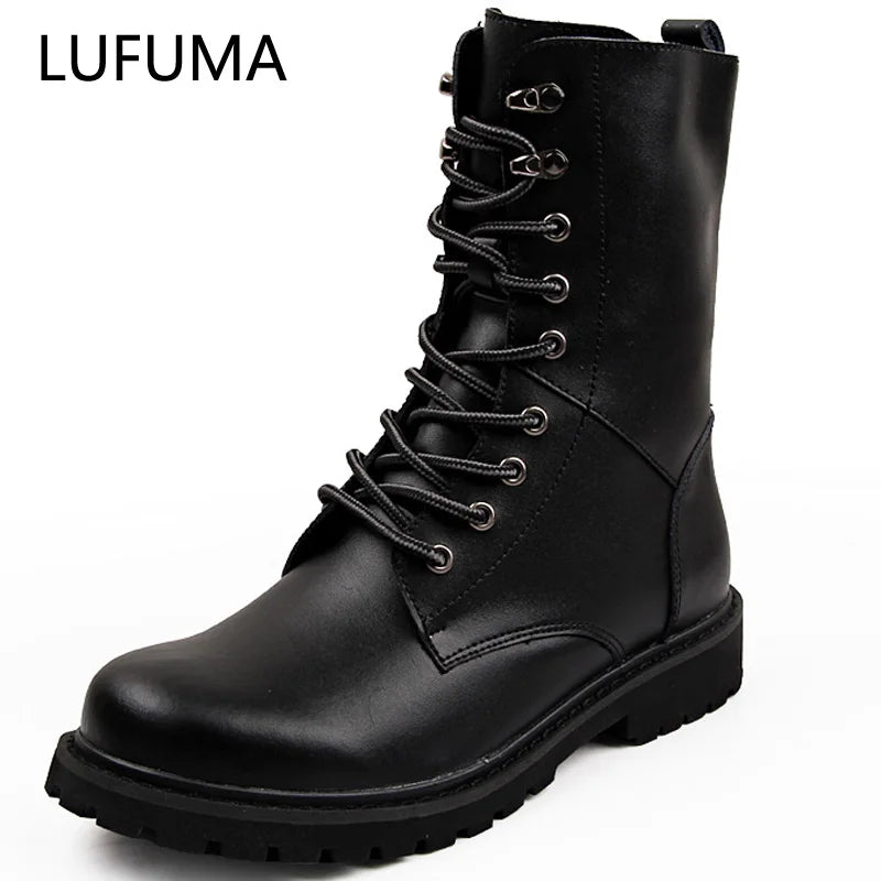Large Size Motorcycle Boots Men Winter Shoes Warm Waterproof Men Leather Boots Footwear Cowboy Tactical Boots Men Casual Shoes
