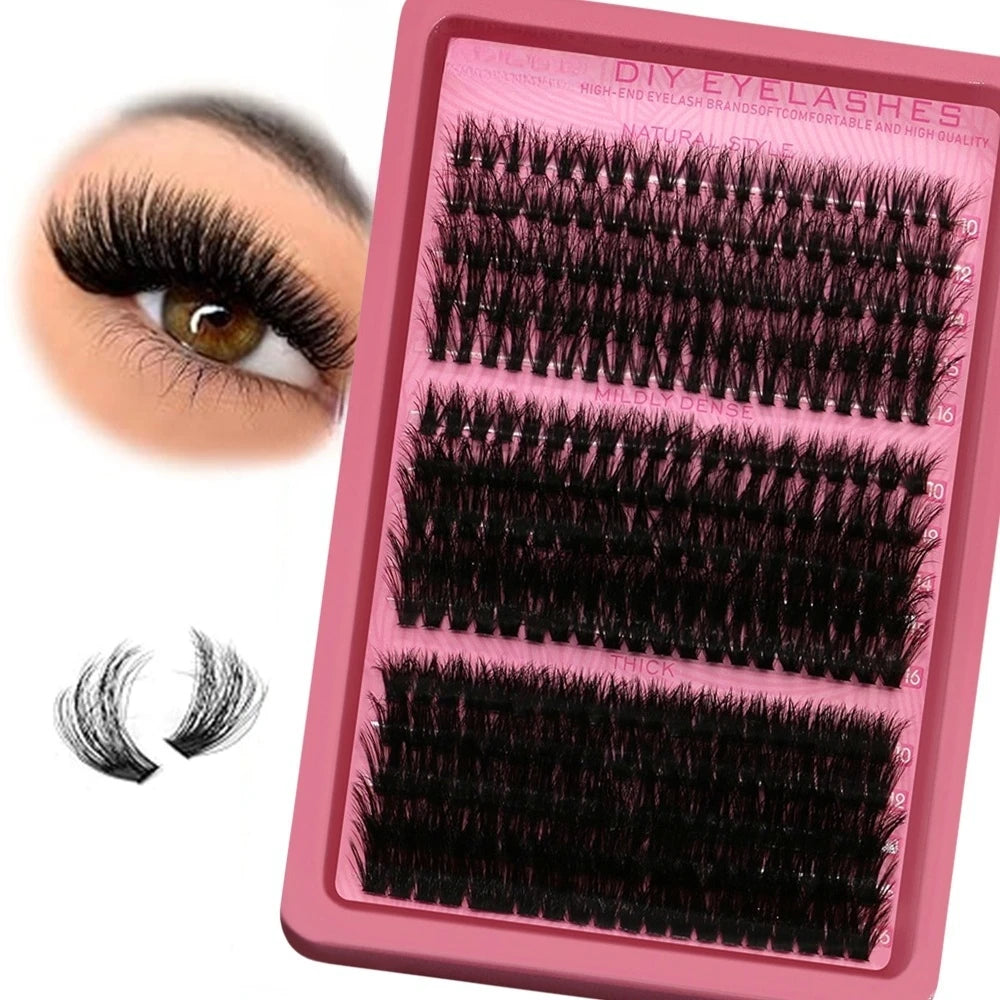 Cluster Lashes, 240pcs 40D 9-16mm Mixed Lengths, Ultra-Natural Look Thin Ultra-Soft Ultra-Light, Reusable  for Beginners