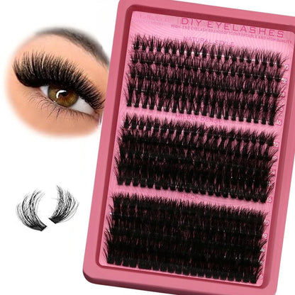 Cluster Lashes, 240pcs 40D 9-16mm Mixed Lengths, Ultra-Natural Look Thin Ultra-Soft Ultra-Light, Reusable  for Beginners